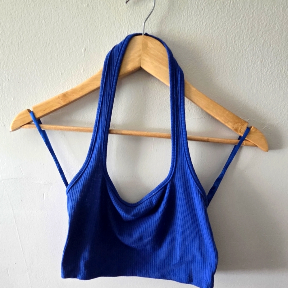 Vibrant Blue Ribbed Crop Top